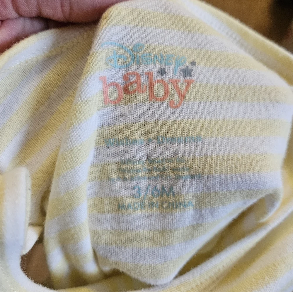 Disney Yellow and White Striped Winnie The Pooh Bodysuit